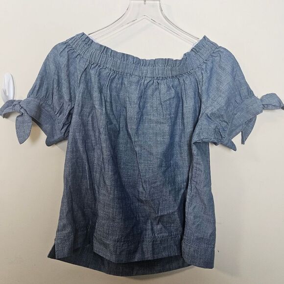 J.Crew Chambray Off the Shoulder Top Blue 10 - Picture 5 of 5